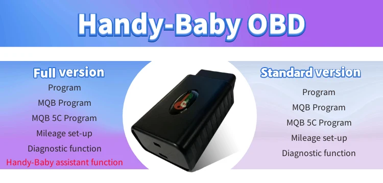 Original JMD OBD Adapter for Handy Baby 2/E-Baby Support MQB Key Programming Read ID48 Data for VW Cars All Keys Lost engine temperature gauges