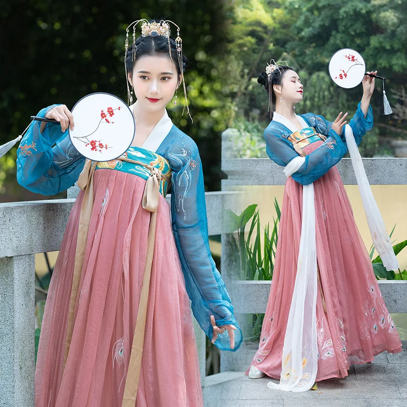 

Tradition Hanfu Woman Chest Jacket Skirt Xia Zhonggong Embroidery Double-breasted kimono