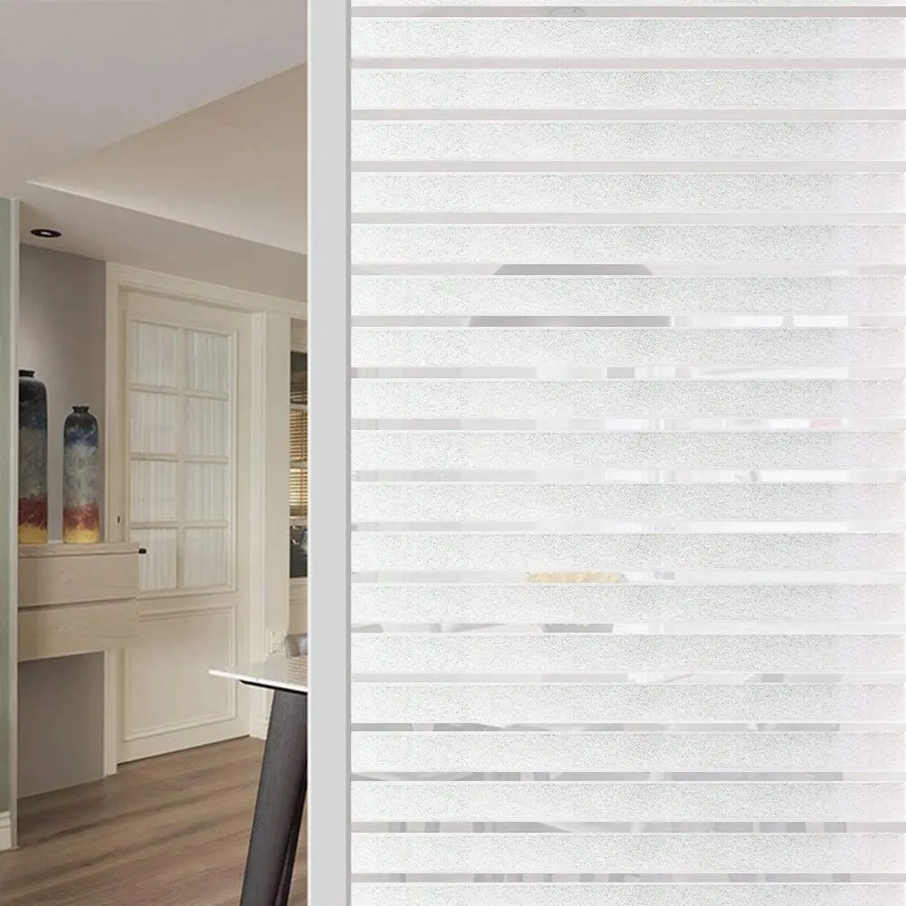 Privacy Stripes Interval Frosted Window Film No Glue Static Cling Glass