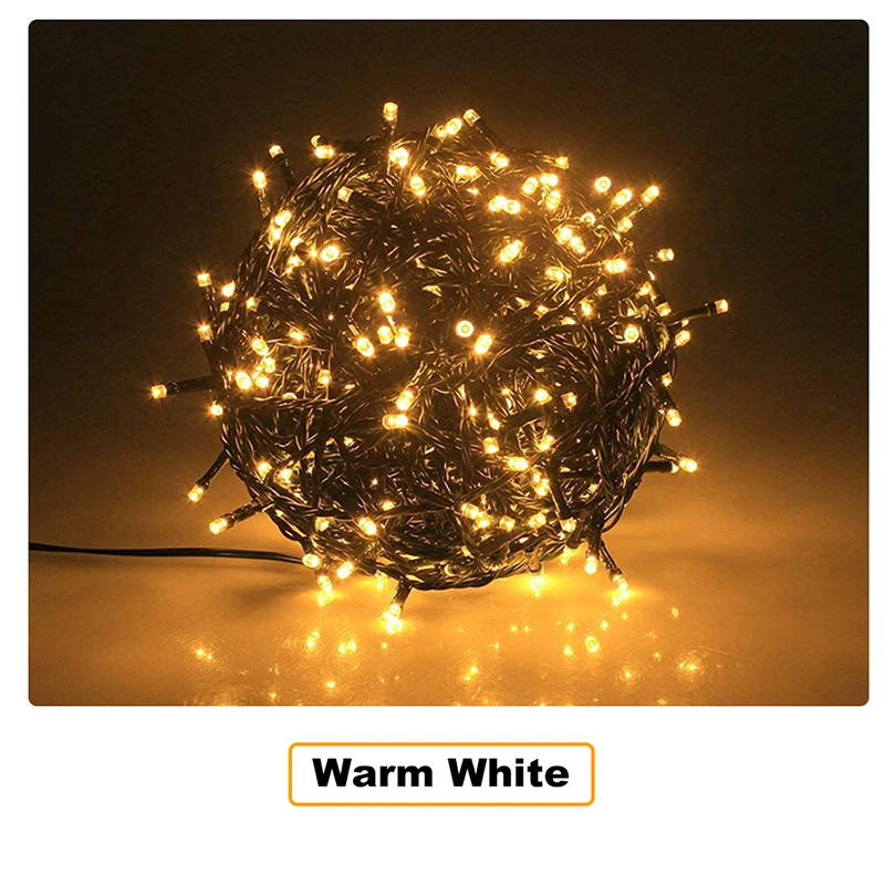 thumbnail image 1 of Guirnalda de luces LED impermeables de 100 m para fiestas navideñas, bodas, vacaciones, luces parpadeantes de hadas para árboles, patios, decoración al aire libre, 1 of 5
