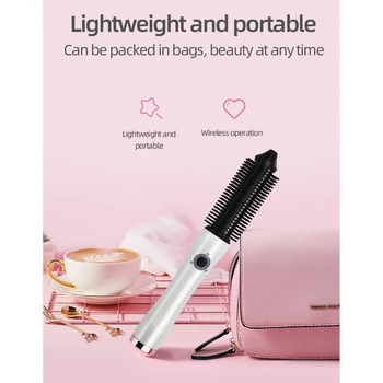 

Mini Travel Curling Iron Brush Ceramic Tourmaline Ionic Electric Hair Curler 896D