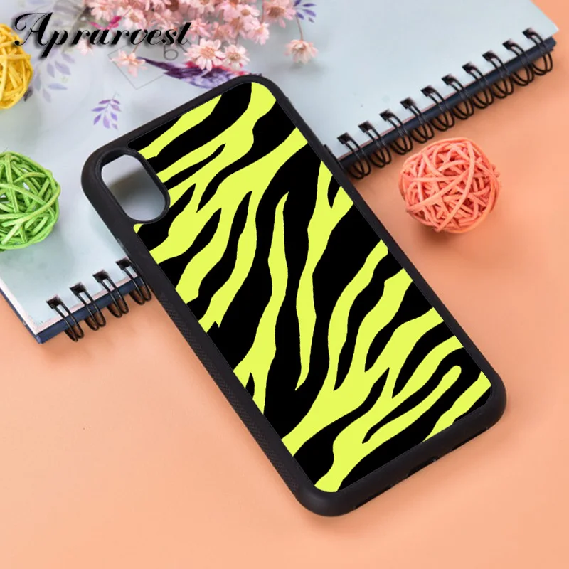 

Aprarvest Neon Zebra Skin Black Yellow Silicone Rubber Phone Case Cover For iPhone 5 5S SE 6 6S 7 8 PLUS X XS XR MAX 11 PRO