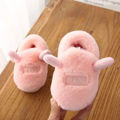Toddler Autumn And Winter Sneakers Infant Kids Warm unicorn Shape Shoes Boys Girls Plush Soft-Soled Slippers - Цвет: y