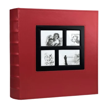 

Photo Album Holds 4X6 400 Photos Pages Large Capacity Leather Cover Binder Wedding Family Baby Photo Albums Book (Red)