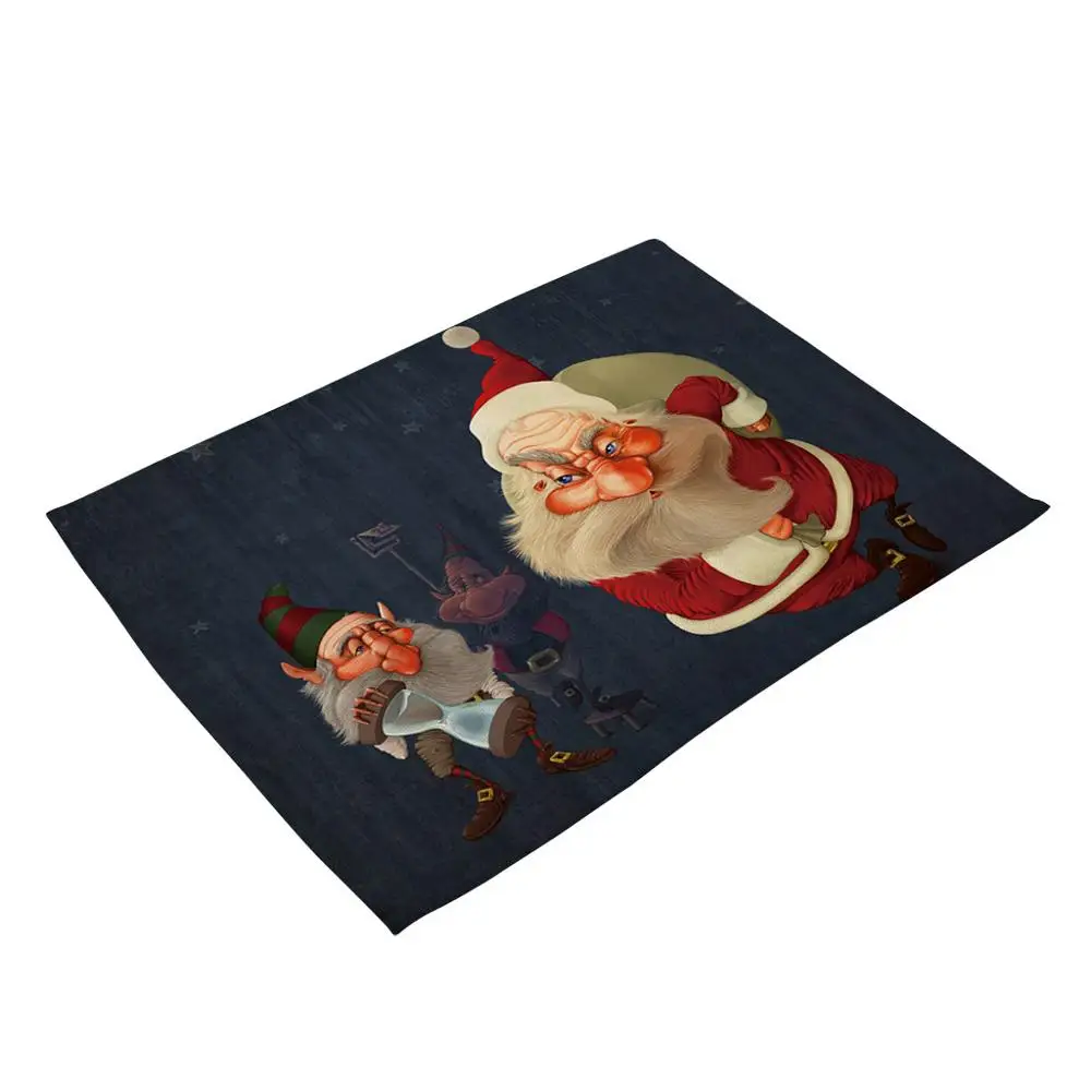 Празднование Рождества Санта Клаус Западный коврик на стол Рождественское украшение Санта Клаус печатная хлопковая салфетка изоляция столовая@ 40 - Цвет: table mat