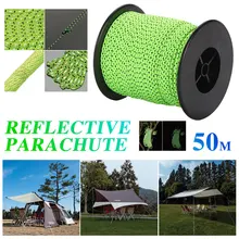 Кемпинг шнур 50 м палатка-качели веревка нейлон и полиэстер открытый парашют веревка флуоресцентный зеленый диаметр 0,25 см Исследуйте горы
