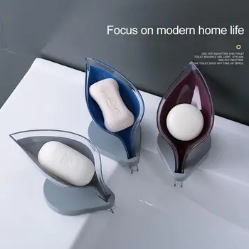 

Leaf-shaped Soap Dishes Creative Soap Box With Suction Base Soap Holder Drainage Leaf Shape Soap Box Bathroom soap holder Dish