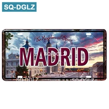 [SQ-DGLZ] Мадрид город номерной знак оловянный старинный металлический знак настенные Декорации для бара домашний декор живопись таблички художественный плакат