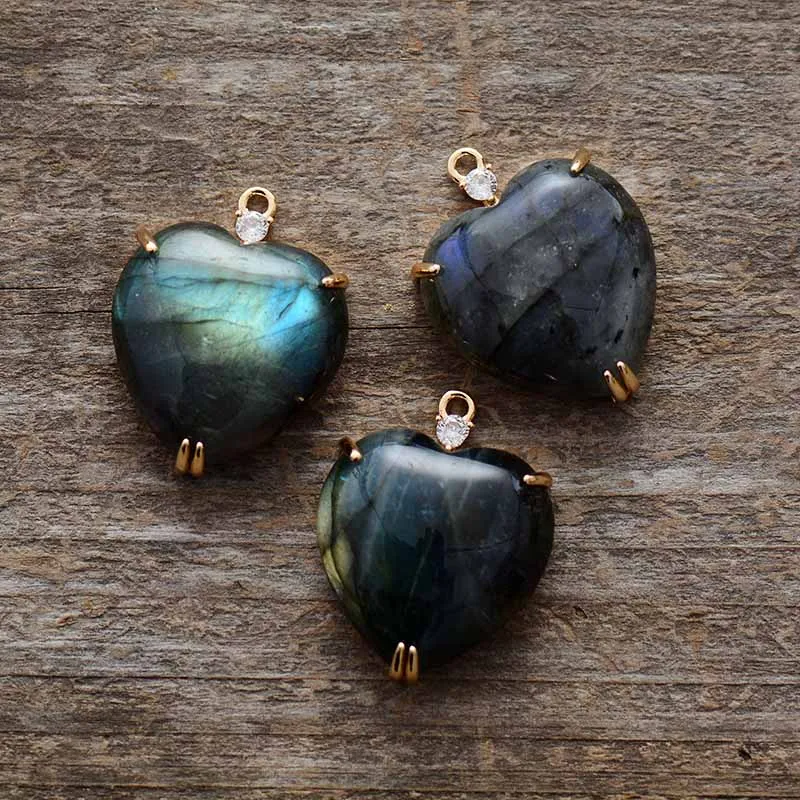 Everlasting Labradorite Heart Pendant Necklaces Classic Fashion Natural Gems Stone Jewelry Bijoux Wholesale Dropshipping
