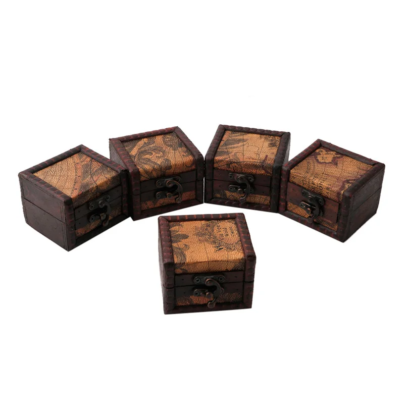 

Vintage Wooden Map Storage Box Case Jewellery Cufflinks Chest Small Gift New W2952001