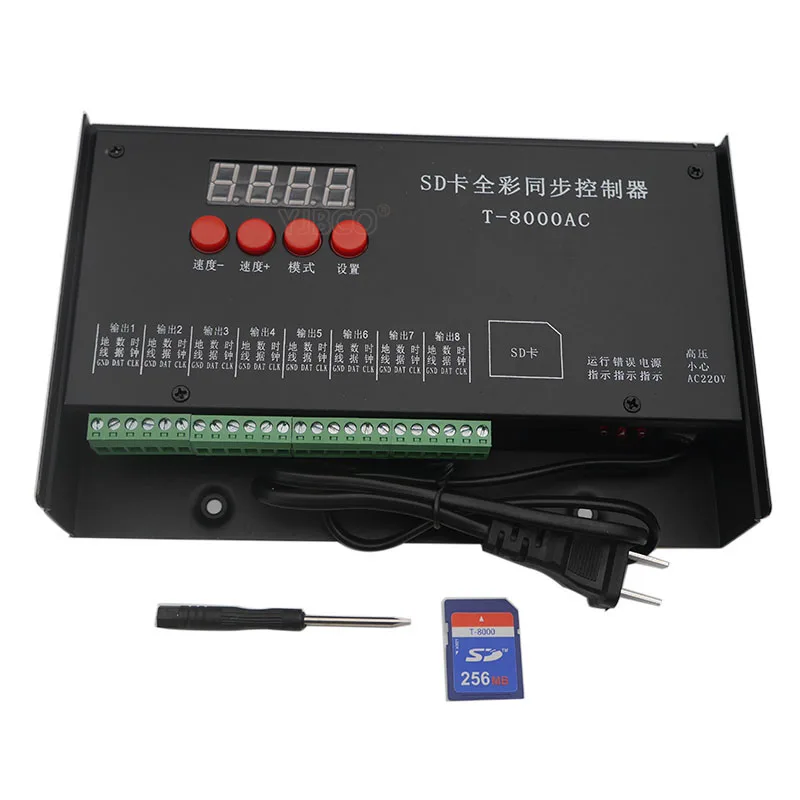 

LED controller T8000 SD Card Controller for WS2801 WS2811 LPD8806 8192 Pixels DC5V waterproof Rainproof controller AC110-240V