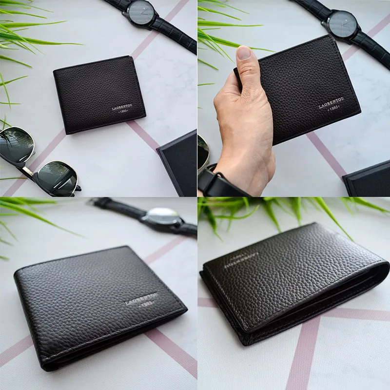 Laorentou Genuine Leather Men's Wallets Driver's License Card Holder Vintage Casual Leather Coin Purse Card Clutch Bag for Men 2