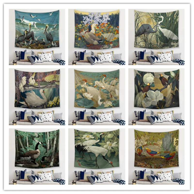 Bird Decorative Tapestries Hanging Wall Tapestries Mandala Bohemian Tapestry Landscape Wallpaper Wall Art Shawl Throw