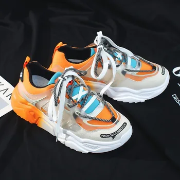 

2020 Hot Summer Men Sneakers Vulcanize Breathable Rainbow Color Fashion Casuals White Chunky Man Fashion Shoes