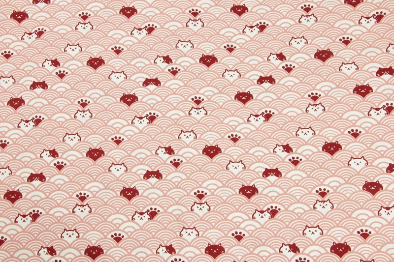 Halber Meter Verdickter Baumwollstoff Soft Breeze Cat Curve Print, Handgefertigtes DIY-Taschenmaterial 100% Baumwolle CR-389 – Detail 10