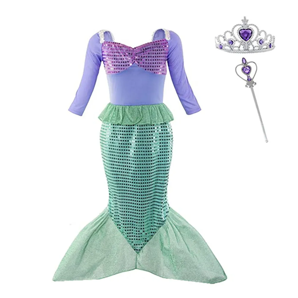 Little Mermaid Ariel Princess Girl Dress Cosplay Costumes For Baby Girl Mermaid Dress Up Sets Children Birthday Party Clothing baby dresses for wedding Dresses