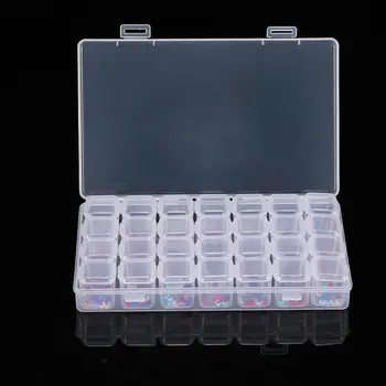 

28 Grids Storage Nail Art Diamonds Decorations Nails Crystal Glitter Rhinestone 3D Nail Art Acrylic Drill Jewelry Organizer Box