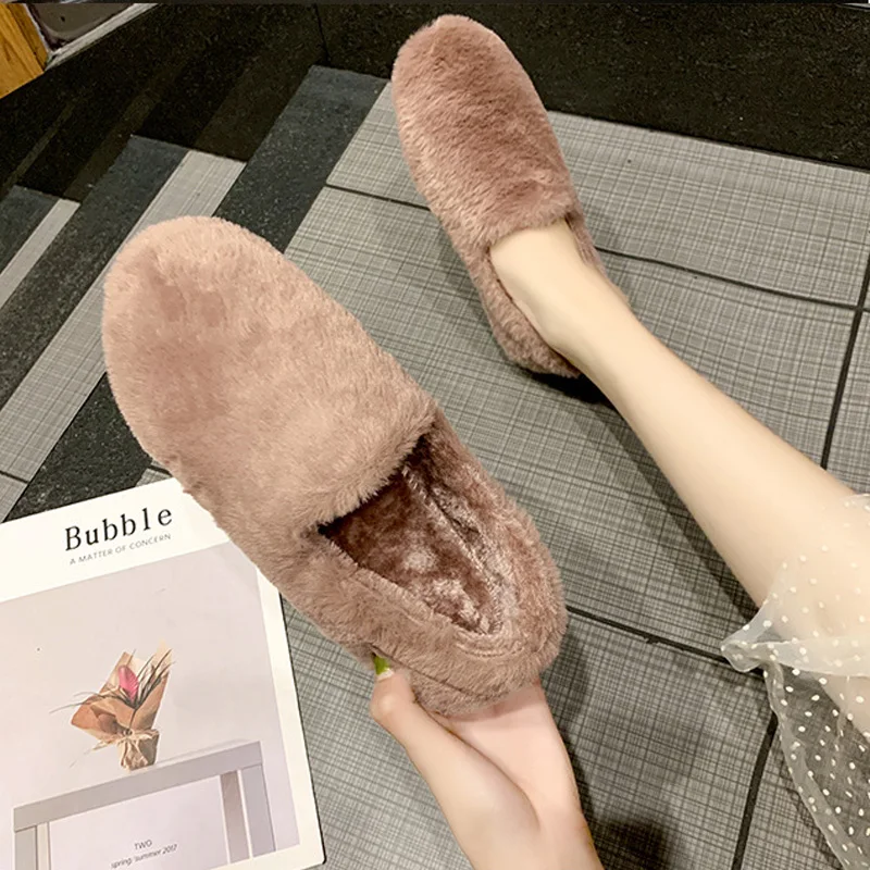 

CXJYWMJL Women Winter Warm Shoes 7 Plush Fashion Flat Shoes New Wild Plus Velvet Casual Shoe Autumn And Winter Home Shoes 6857