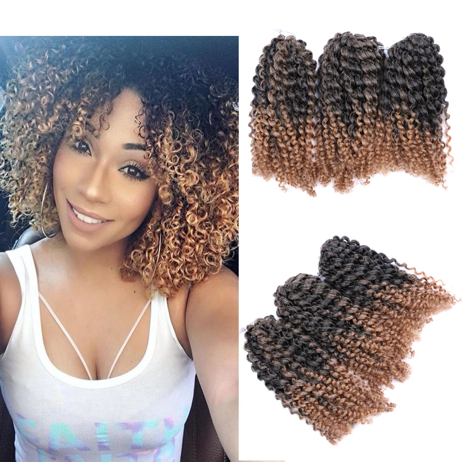 DAIRESS 8" Marlybob Afro Kinky Curl Twist Crochet Hair 3Pcs/Lot Marlybob Crochet Hair Jerry Curl Braiding Hair Extensions