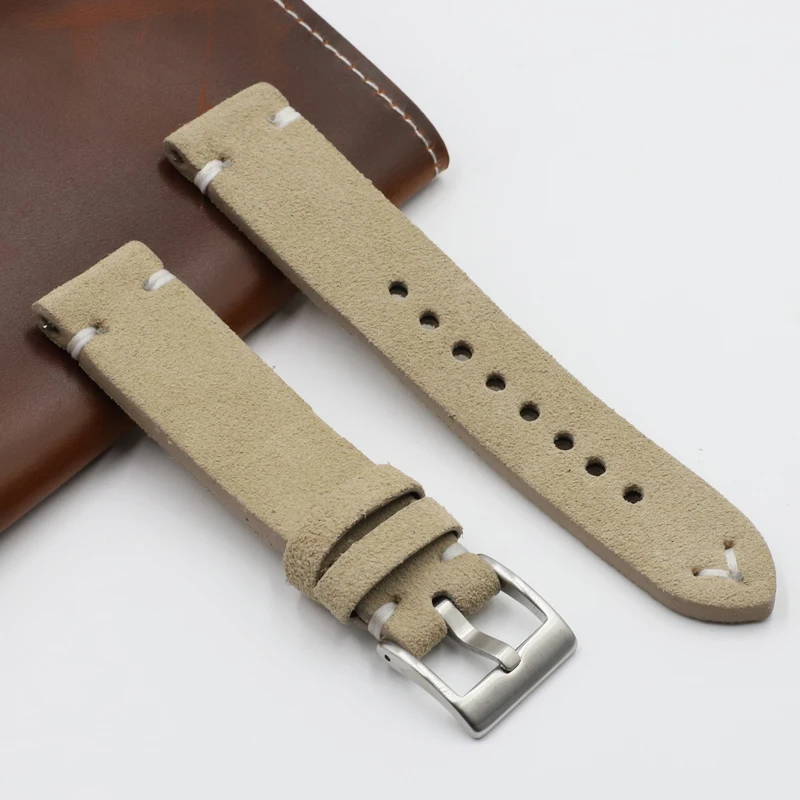 Onthelevel Handmade Watchband Genuine Suede Leather Watch Strap 18 20 22 24mm Quatilty Smooth Velvet Replacemnet Bracelet #C | Наручные