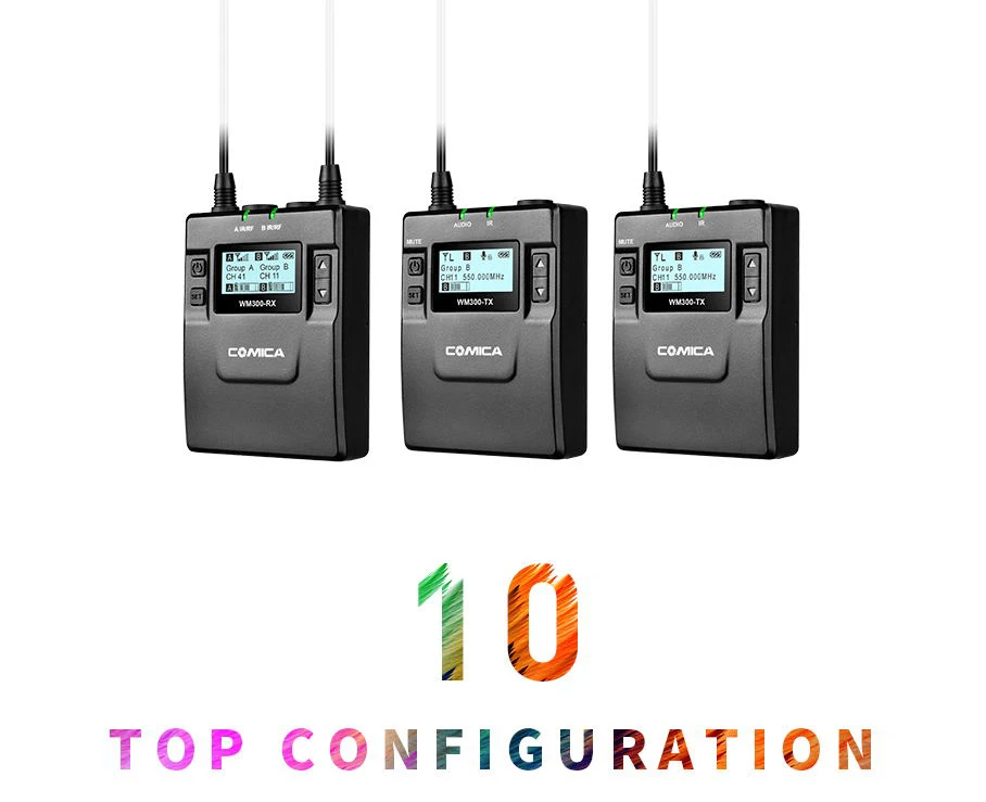COMICA CVM-WM300 UHF 96 каналов металлический беспроводной микрофон с двойными передатчиками и одним приемником для видеокамеры DSLR