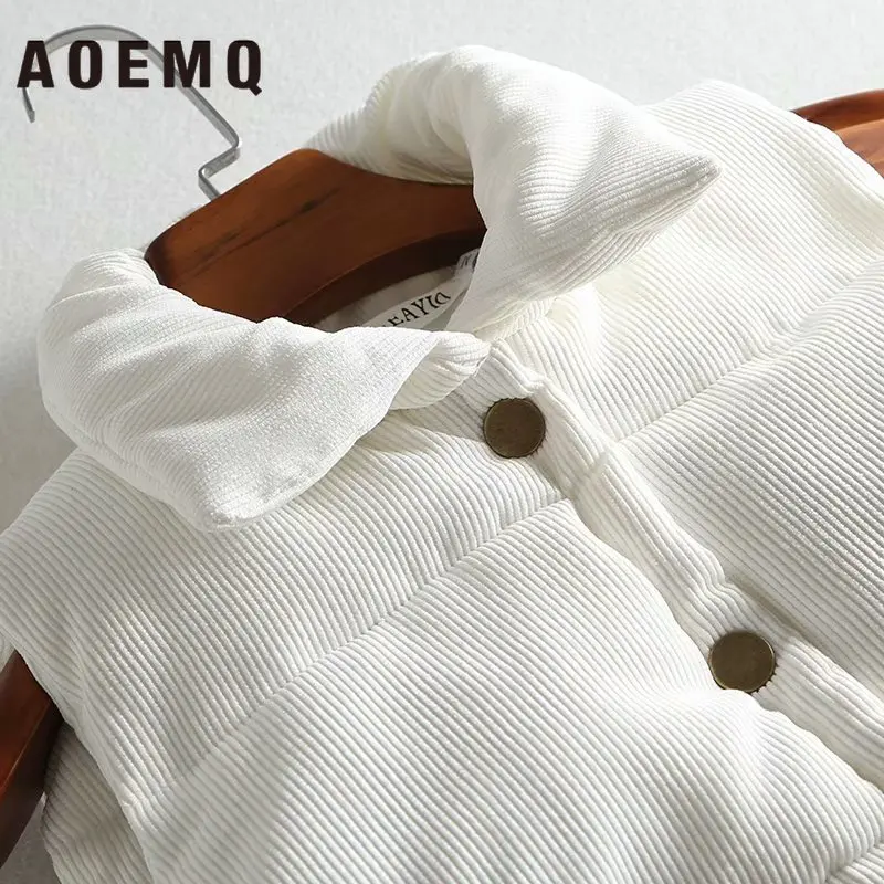 AOEMQ плотное пальто без рукавов 100% хлопок теплый зимний жилет с карманами верхняя