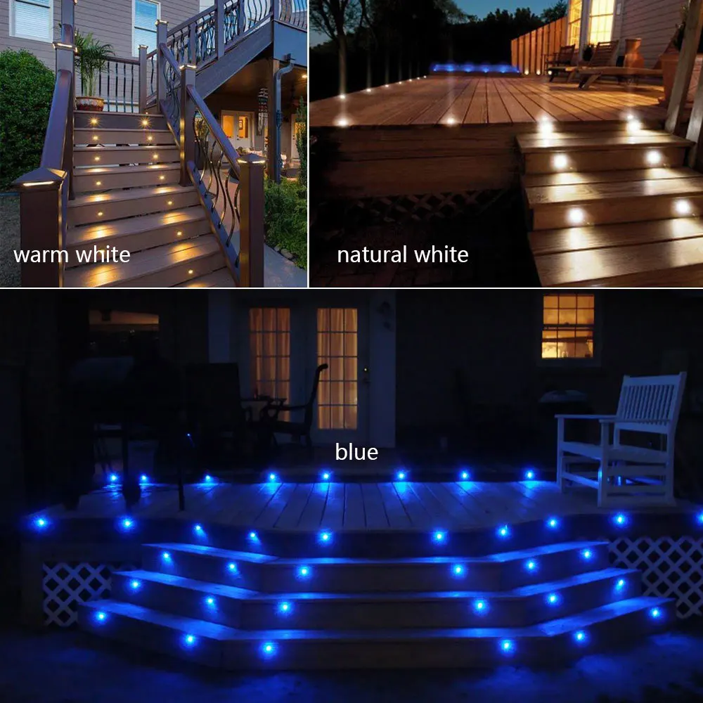1-16PCS 12V LED Deck Lights IP67 Waterproof Landscape Deck Lighting Recessed Underground Lamp Garden Pathway Stairs Decoration