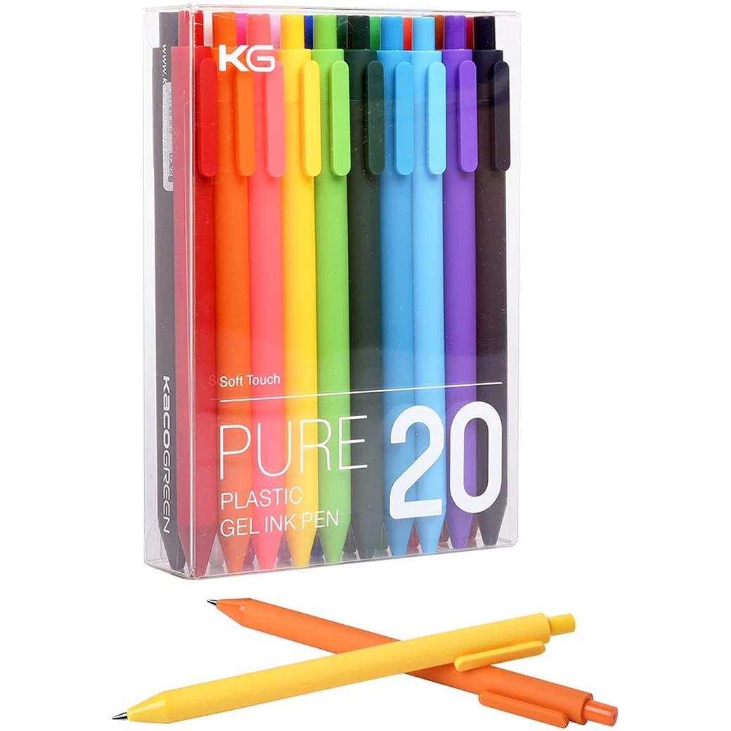 20 Assorted Colors 0.5mm Gel Pens Retractable Gel Pens with Premium Ink and Comfort Grip Fine