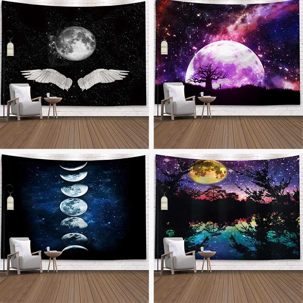 

Psychedelic Galaxy Starry Sky Tapestry Wall Hanging Hippie Retro Fantasy Moon Yoga Beach Mat Home Corridor Mural Decoration