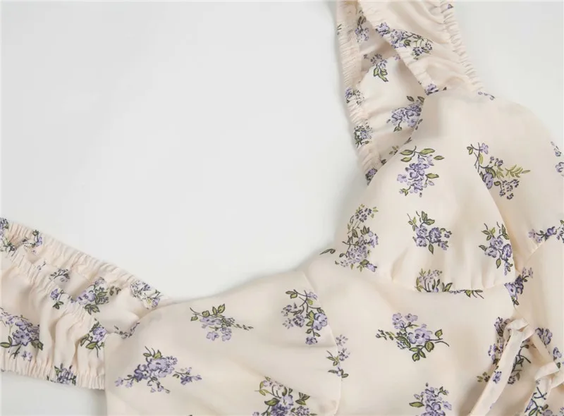 Bazaleas/винтажное летнее платье с цветочным принтом и рюшами; vestido; модное летнее платье со шнуровкой спереди; тонкое платье с милым вырезом