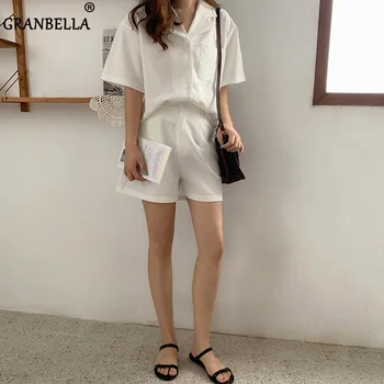 

Hot Promotion Elegant Suit Collar Solid Color Summer Clothes for Women Discounts Sale Fashionable Classic Personality Female Set