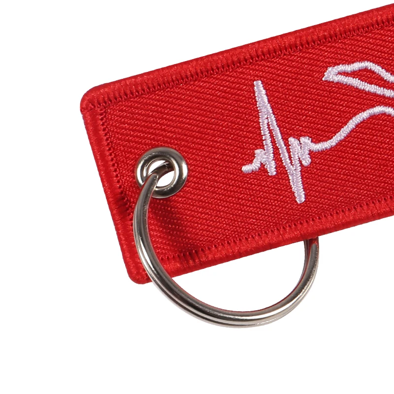 Fashion Biker Heartbeat Keychain for Motorcycles and Cars OEM Key Chains Embroidery Key Fobs Jewelry Fashionable Chain Keychain 0 (6)