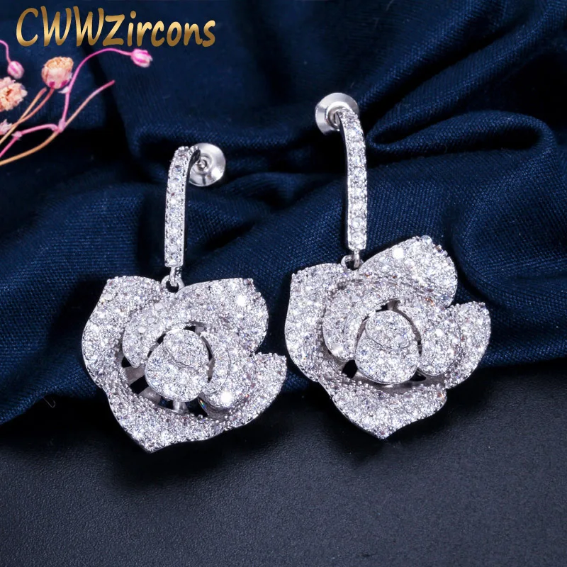 Женские серьги гвоздики с крупным цветком фианитом|flower stud earrings|brand earringsstud earrings |