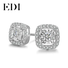 EDI модные Soild 14k 585 Белое золото 0.29ttw Halo натуральный бриллиант серьги для свадьбы и помолвки для женщин ювелирные украшения