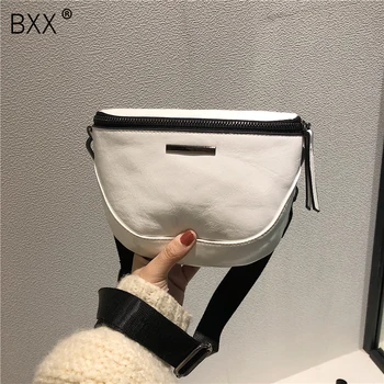 

[BXX] Women's Single Shoulder Crossbody Bag All-match Flap Package 2020 Brand Designer Wide Straps Tide Chest Waist Bag HG703