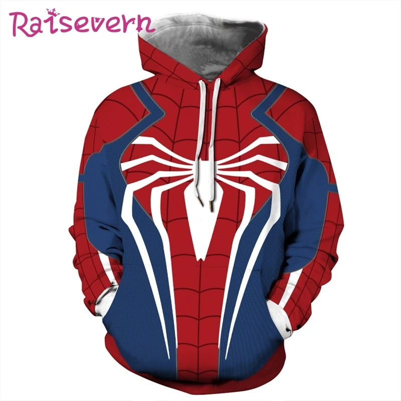 

Marvel 3D Print The Avengers Hoodies Unisex Spiderman Costume Superhero Spider Verse Hooded Cosplay Parent Child Sweatshirts