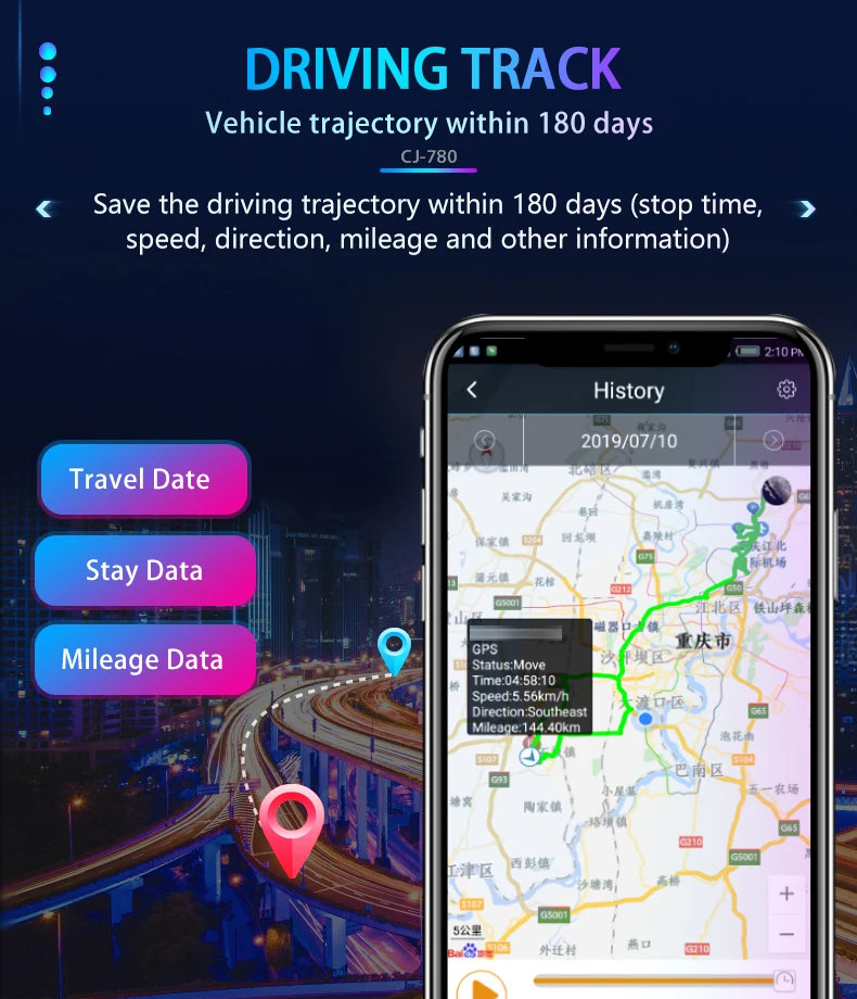 2G Mini without battery GPS tracker Motorcycle car shock move SMS call alarm Realtime Tracking Geofence free APP CJ780 2PIN