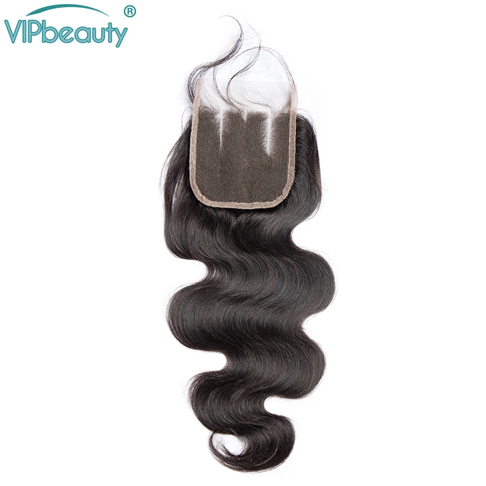 VIPBEAUTY Malaysian Hair 4 Body Wave Bundles with Closure Natural Color M Remy Human Hair Bundles with Closure 8-28 inch