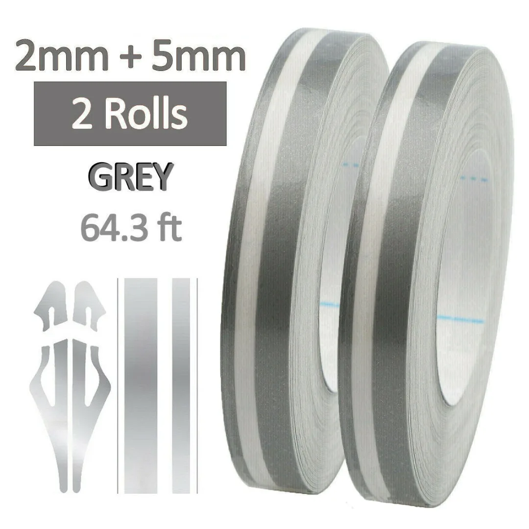 

For Car Decoration Styling Tools 2 Rolls Gray Striping Pin Stripe Steamline Double Line Tape Car Body Decal Vinyl Sticker Mayitr