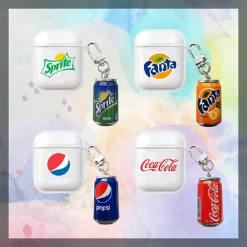

3D Cute Pendant Case for Apple Airpods 2 1 Air Pods Pod Funda with World Brand Beverage Earphone Cover Coque Cases Accessories