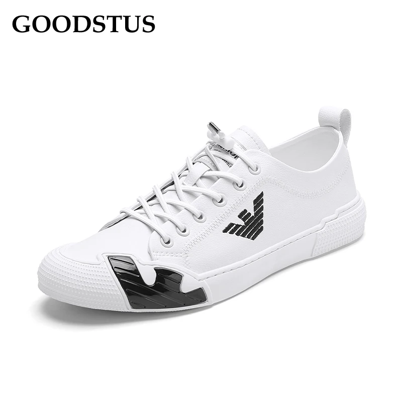 

GOODSTUS Men Pu Casual Shoes Breathable Comfortable Platform Solid Simple Style High Top Fashion Quality Zapatos Hombre Vestir