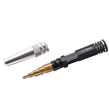 

Multi-Stage Titanium Reamer Hole Puncher 4-12mm Steel Alloy Reaming Tool with Cap for Rc Model Airplane Spare Parts