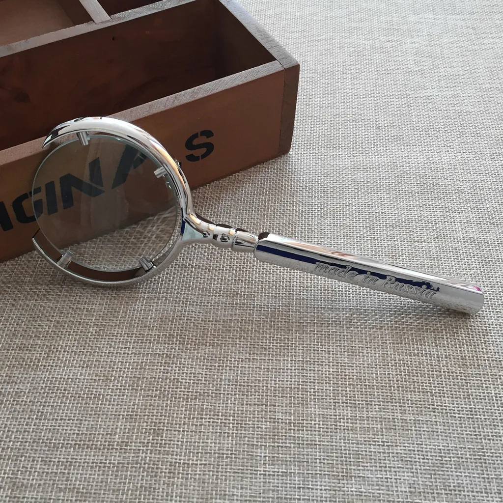 

10X 70mm European Style Magnifying Jeweler Loupe Glasses Hand Held Pocket Portable Magnifier Fresnel Lens With Metal Handle
