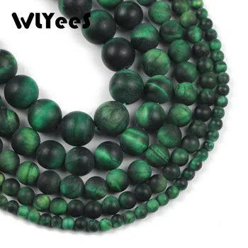 

WLYee Dull Polish Matte Green Tiger Eye Frost Natural Stone beads 4/6/8/10/12MM Round Loose bead Jewelry bracelets making DIY