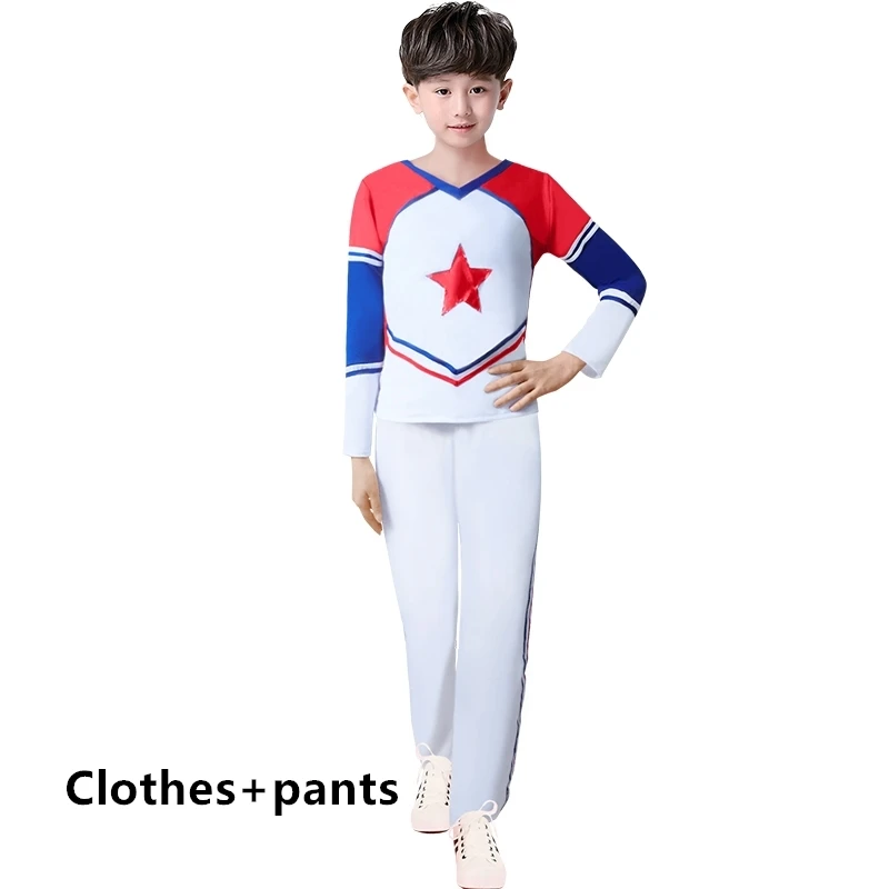 Boys long set Костюмы для чирлидеров, детская танцевальная одежда для мальчиков и девочек, школьная униформа для игр, одинаковые комплекты, Детский комплект - Цвет: Boys long set
