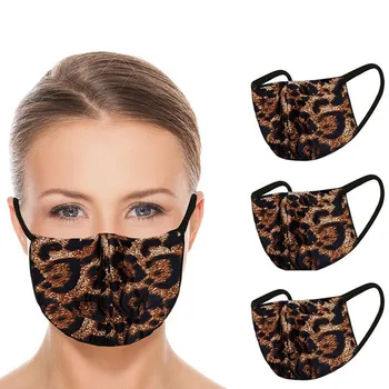 

1/3 Pc Polyester Mouth Face Mask Washable Reuse Unisex Windproof Earloop Masks Leopard Print Breathable Pm2.5 Mouth Muffle Cover