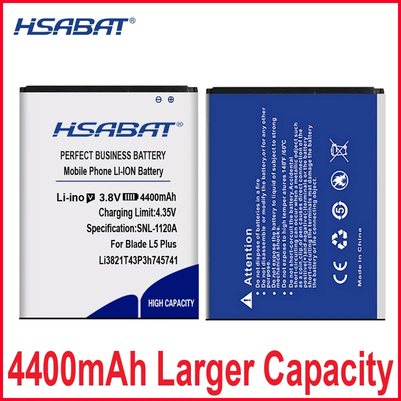 HSABAT 4400mAh Li3821T43P3h745741 battery For ZTE Blade L5 Plus Lithium-ion polymer + tracking number | Мобильные телефоны и