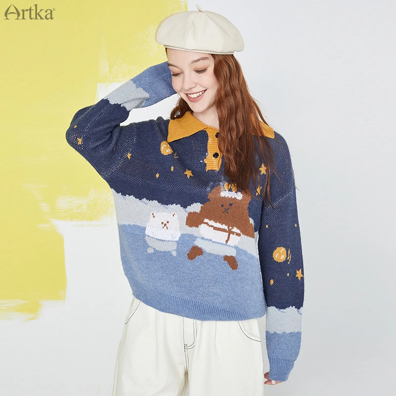 ARTKA 2020 Autumn New Women Sweater Cute Polo