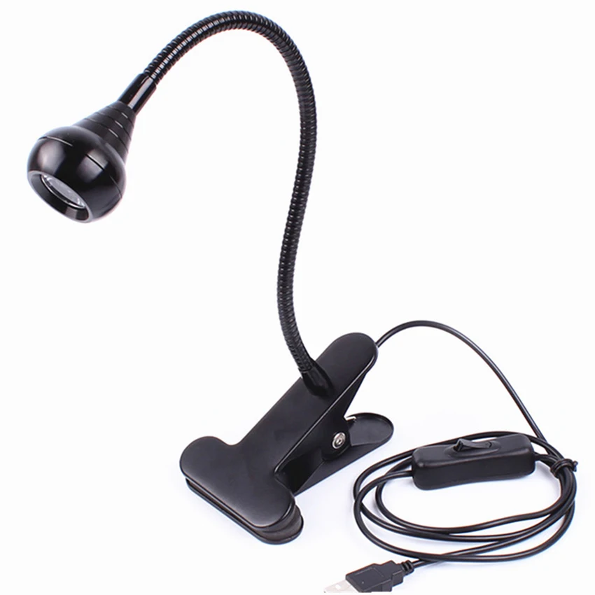 3W UV LED Black Light Fixtures with Gooseneck and Clamp for UV Gel Nail and Ultraviolet Curing, Portable Ultra Violet Blacklight