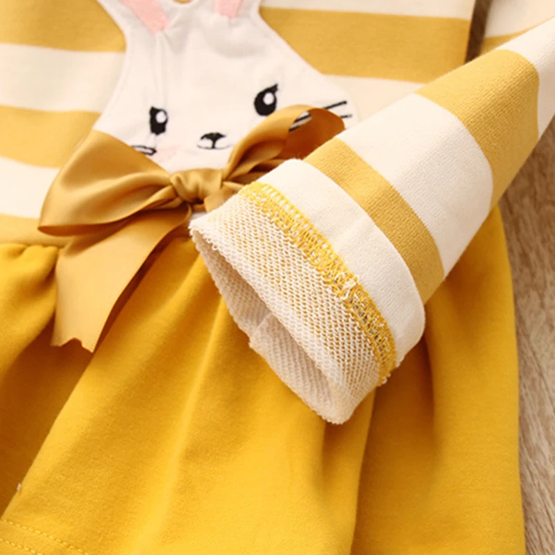 Cena Sodawn 2019 zwierząt wzór dziewczyna sukienka jesień z długim rękawem ubrania dla dzieci odzież dla dzieci dla dziewczyny paskiem kreskówka dziewczynka ubrania